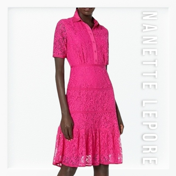 NWT Nanette Lepore Lace Collared Button Down Dress sz 8 - Picture 1 of 15